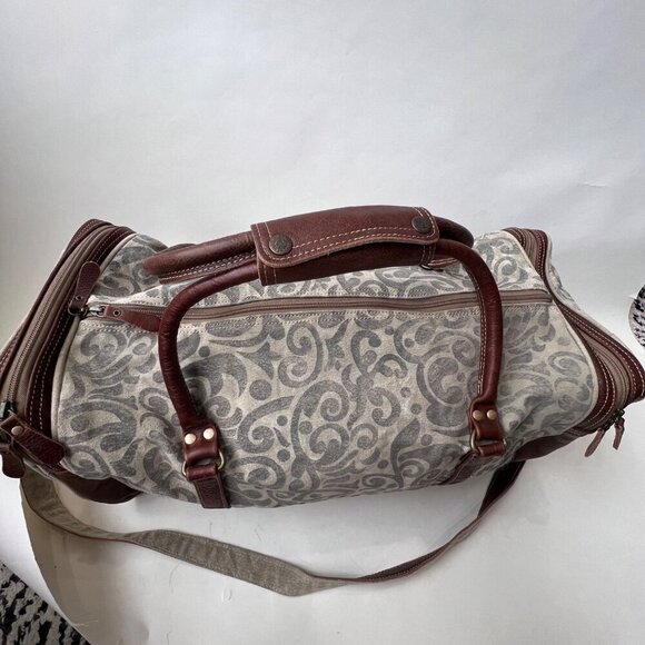 COPY - Myra bag Floral prints canvas hair-on leather weekender bag - Picture 4 of 14